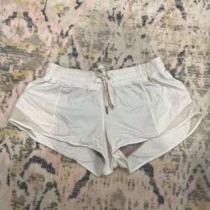 White lululemon hotty hot low-rise lined shorts